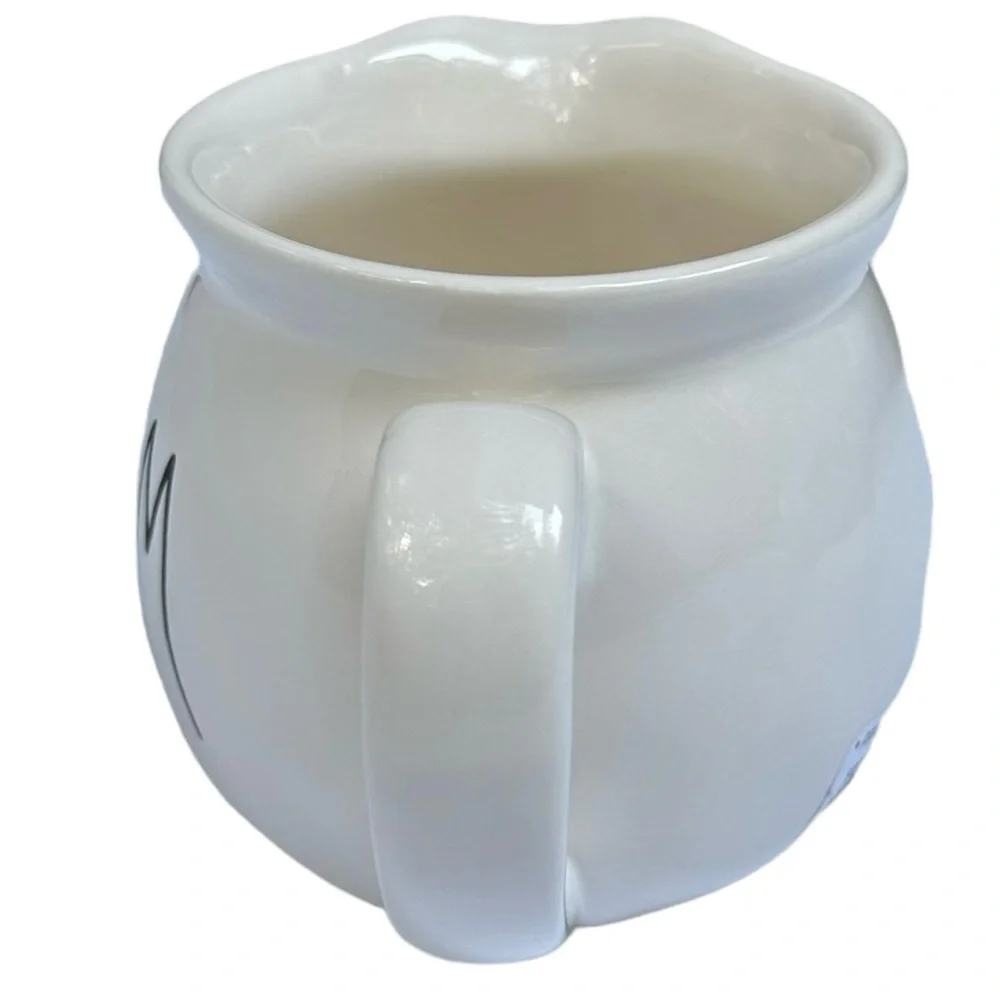 Rae Dunn CREAM Pitcher Pourer White Black Large Letters Dimples NWT 2017 OG